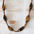 Tiger's eye beaded necklace, 'Earth Goddess' - Coconut Shell and Tiger's Eye Necklace