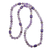 Gold accented amethyst long beaded necklace, 'Lavender Hues' - Long Amethyst Necklace from Brazil