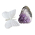 Amethyst and selenite sculpture, 'Resting Butterfly' - Butterfly With Selenite Wings on Amethyst Stone From Brazil