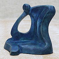 Bronze sculpture, 'Reflection' (2021) - Bronze Sculpture with Blue Patina Titled Reflection