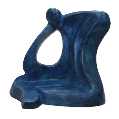 Bronze Sculpture with Blue Patina Titled Reflection