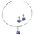Sodalite jewellery set, 'Ocean Ice' - Rhodium Plated Choker and Earrings With Blue Sodalite