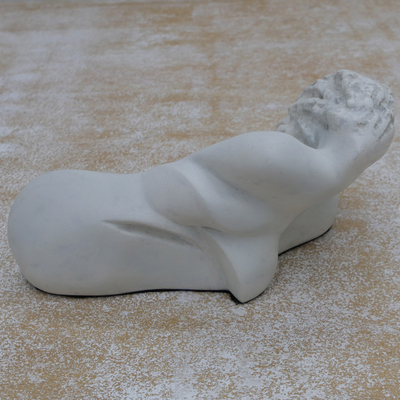 Resin sculpture, 'Woman in Change' - Feminine Sculpture of Acrylic Resin with Marble Powder