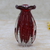 Hand blown art glass vase, 'Tall Strawberry Marmalade' (8 inch) - Brazilian Ruffled Red Blown Art Glass Vase 8 Inch Tall (image 2b) thumbail