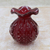 Hand blown art glass vase, 'Strawberry Marmalade' (6 inch) - Brazilian Hand Blown Ruffled Red Art 6 Inch Wide Glass Vase thumbail