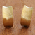 18K gold plated half hoop earrings, 'Brushed Leaf' - 18K Gold Plated Half Hoop Earrings with Curled Leaf Design thumbail