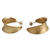 18K gold plated half hoop earrings, 'Brushed Leaf' - 18K Gold Plated Half Hoop Earrings with Curled Leaf Design (image 2a) thumbail