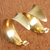 18K gold plated half hoop earrings, 'Brushed Leaf' - 18K Gold Plated Half Hoop Earrings with Curled Leaf Design (image 2b) thumbail