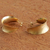 18K gold plated half hoop earrings, 'Brushed Leaf' - 18K Gold Plated Half Hoop Earrings with Curled Leaf Design (image 2c) thumbail