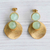 Gold plated dangle earrings, 'Aquamarine Sun' - Earrings of 18K Gold Plating with Resin Faceted Half Circles thumbail