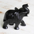 Escultura de dolomita - Escultura de elefante dolomita negra brasileña con colmillos de hueso