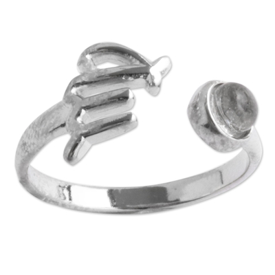 Quartz cocktail ring, 'Sign of Virgo' - Rhodium Plated Virgo Zodiac Ring with Quartz from Brazil