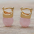 Gold plated rose quartz drop earrings, 'Pink Acorn' - Rose Quartz and 18K Gold Plated Saddleback Earrings thumbail