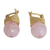 Gold plated rose quartz drop earrings, 'Pink Acorn' - Rose Quartz and 18K Gold Plated Saddleback Earrings (image 2a) thumbail