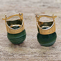 Gold plated agate drop earrings, 'Acorn Meadow'