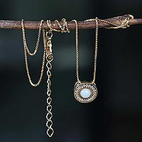 Gold plated dolomite pendant necklace, 'All Mine' - Dolomite Pendant necklace in 18k Gold Plate