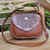 Leather shoulder bag, 'Caramel Mandala' - Leather Shoulder Bag with Mandala Design and Quartz thumbail
