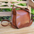Leather shoulder bag, 'Caramel Mandala' - Leather Shoulder Bag with Mandala Design and Quartz (image 2c) thumbail