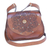 Leather shoulder bag, 'Caramel Mandala' - Leather Shoulder Bag with Mandala Design and Quartz (image 2d) thumbail