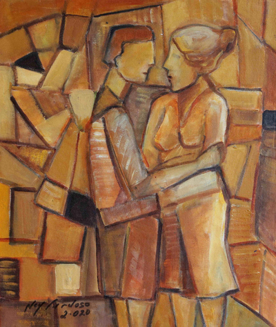 Acrylic on Canvas Depicting a Husband and Wife from Brazil