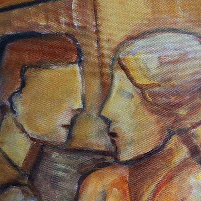 'Couple IV' - Acrylic on Canvas Depicting a Husband and Wife from Brazil