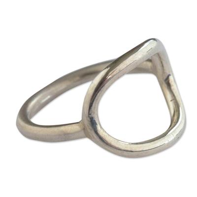 Sterling silver cocktail ring, 'Simply Oval' - Sterling Silver Cocktail Ring with Curved Oval Front