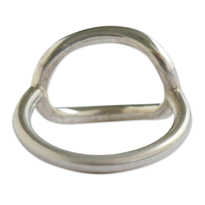 Sterling silver cocktail ring, 'Simply Oval' - Sterling Silver Cocktail Ring with Curved Oval Front