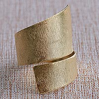 Gold plated wrap ring, 'Solar Spiral' - Modern Handcrafted 18K Gold Plated Wrap Ring from Brazil