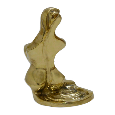 Jabonera de bronce, 'Mujer en las olas' - Jabonera de bronce dorado de alto brillo con motivo femenino