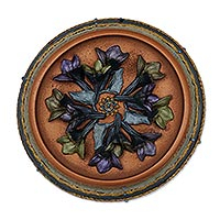 Resin plaque, 'Mango Jasmine' - Resin High Relief Wall Decoration with Floral Motif