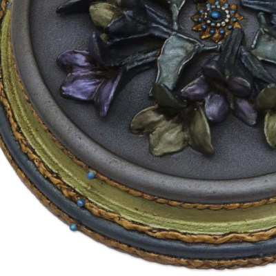 Floral plaque, 'Shadow Flowers' - Resin High-Relief Floral Wall Decoration from Brazil