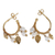 Gold plated cultured pearl half hoop earrings, 'Bubbles and Leaves' - Gold Plated Half Hoop Earrings with Cultured Pearls (image 2a) thumbail