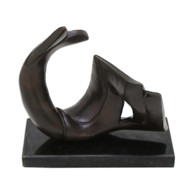 Bronze sculpture, 'Mermaid' (2021) - Signed Abstracted Mermaid Sculpture in Bronze on Granite