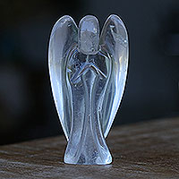 Figura de cuarzo de cristal, 'Ángel de la Sabiduría' - Escultura de ángel de cuarzo de cristal brasileño