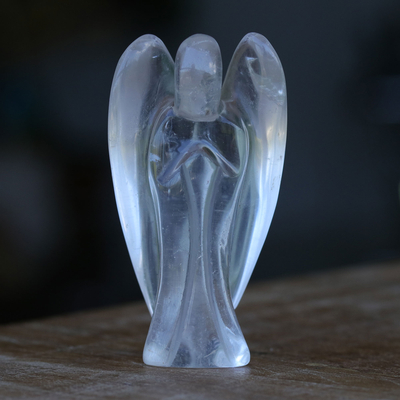 Estatuilla de cuarzo de cristal - Escultura de ángel de cuarzo de cristal brasileño
