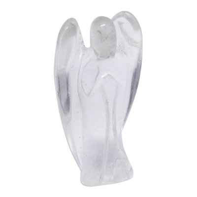 Crystal quartz figurine, 'Angel of Wisdom' - Brazilian Crystal Quartz Angel Sculpture