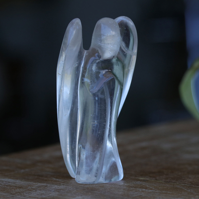 Crystal quartz figurine, 'Angel of Wisdom' - Brazilian Crystal Quartz Angel Sculpture