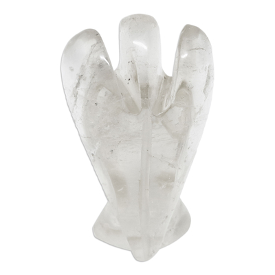 Crystal quartz figurine, 'Angel of Peacefulness' - Brazilian Smoky Toned Crystal Quartz 3-Inch Angel Sculpture