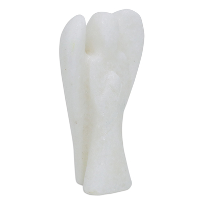 Estatuilla de dolomita - Escultura de ángel de dolomita blanca brasileña de 3 pulgadas
