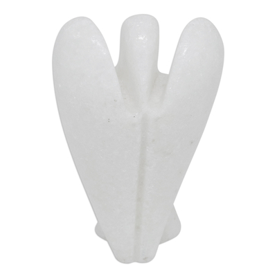 Dolomite figurine, 'Peace Angel' - Brazilian White Dolomite 3-Inch Angel Sculpture