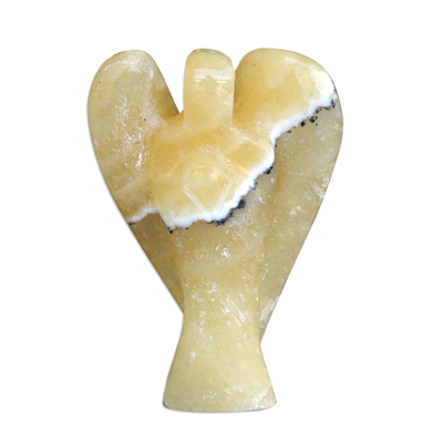 Petite 3-Inch Yellow Calcite Gemstone Angel Sculpture