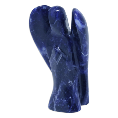 Figura de sodalita - Escultura de ángel de piedra preciosa pequeña de sodalita azul oscuro