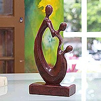 Resin sculpture, 'The Holy Family' - Modern Red Resin Holy Family Sculpture from Brazil
