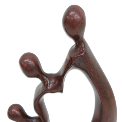 Resin sculpture, 'The Holy Family' - Modern Red Resin Holy Family Sculpture from Brazil