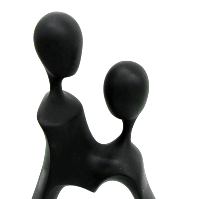 Resin sculpture, 'Eternal Love' - Modern Black Resin Romantic Couple Sculpture from Brazil
