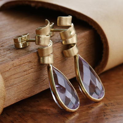 Ohrhänger aus Gold und Amethyst - World Peace Project Peace-Amethyst-Ohrringe mit 18 Karat Gold