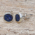 Lapis lazuli stud earrings, 'Azure Circles' - Lapis Lazuli and Sterling Silver Stud Earrings from Brazil