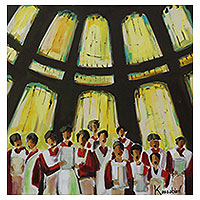 'Choir in the Cathedral' - Acrylic on Canvas Painting of Choir