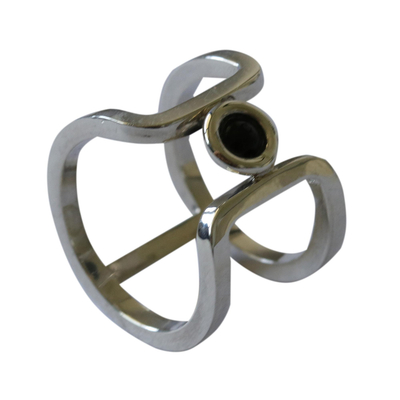 anillo de ágata - Anillo de banda de ágata negra moderna