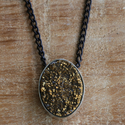 Collar colgante de ágata druzy - Collar de ágata drusa de bronce